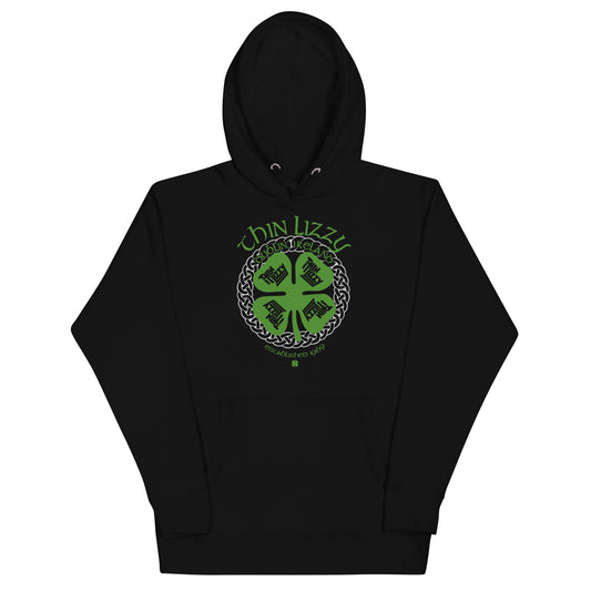 Thin Lizzy Shamrock Mens Officially Licensed Hoodie Black
