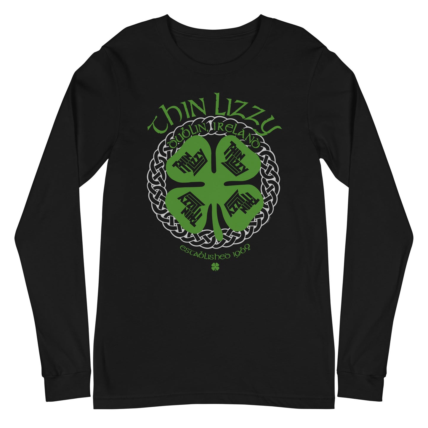 Thin Lizzy Shamrock Mens Long Sleeve Shirt Black