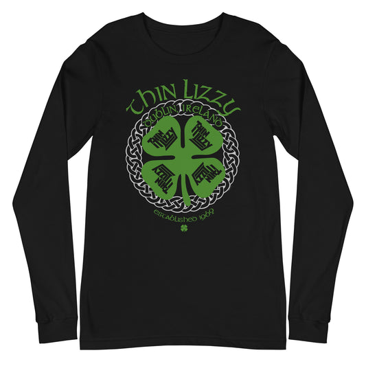 Thin Lizzy Shamrock Mens Long Sleeve Shirt Black