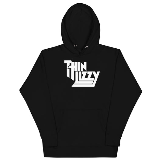 Thin Lizzy Classic White Logo Mens Hoodie Black