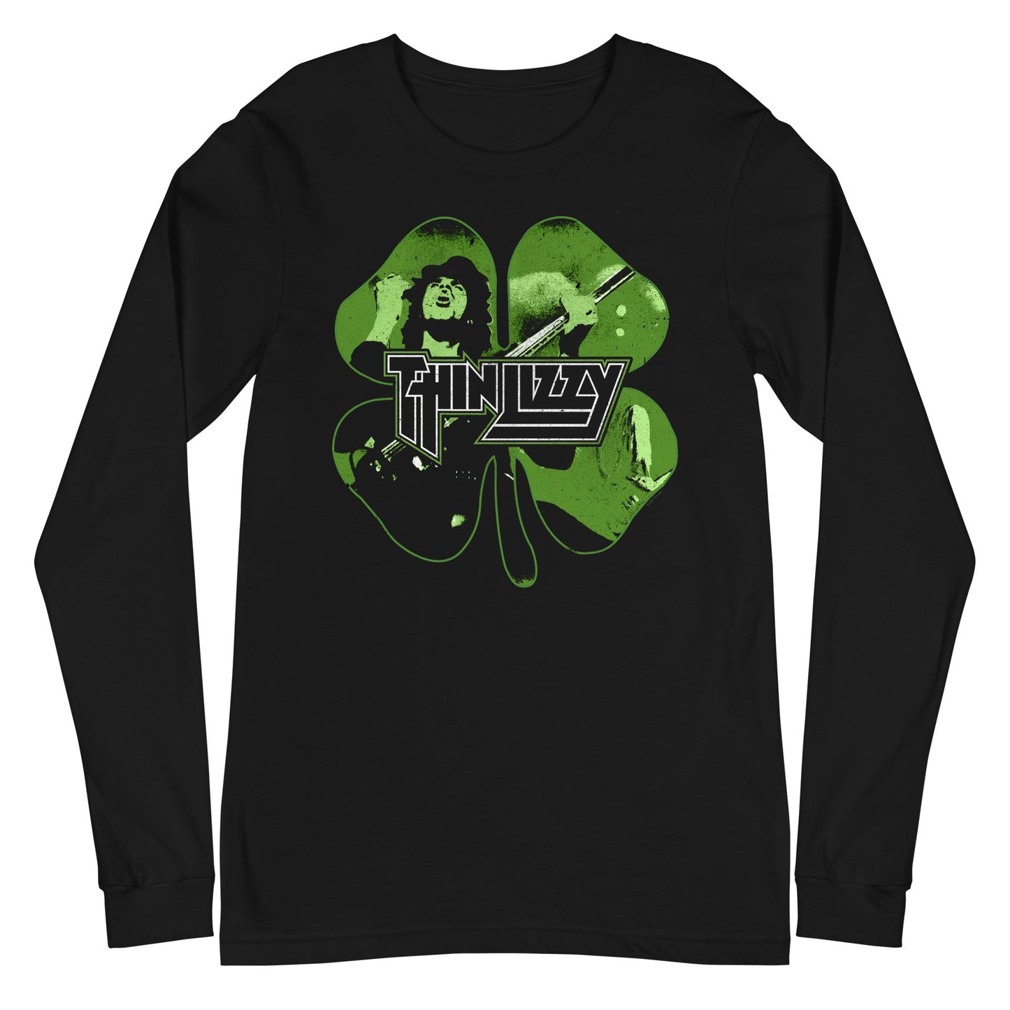 Thin Lizzy 4 Leaf Icons Mens Long Sleeve Shirt Black