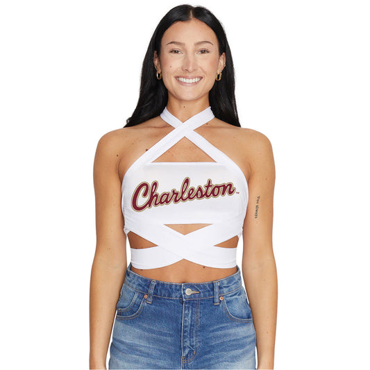 College of Charleston White Multi Way Womens Bandeau Top Officially Licensed