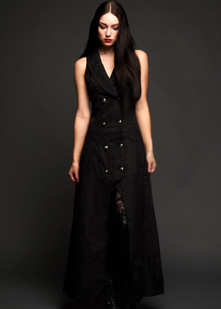 Black Long Sleeveless Gothic Coat