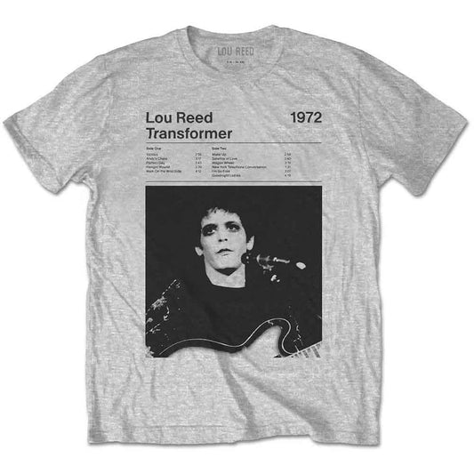 Lou Reed Transformer Track List Mens T Shirt Grey Officially Licensed
