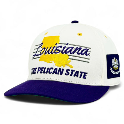 Louisiana Snapback Hat - The Honey Badger (Cream/Purple)
