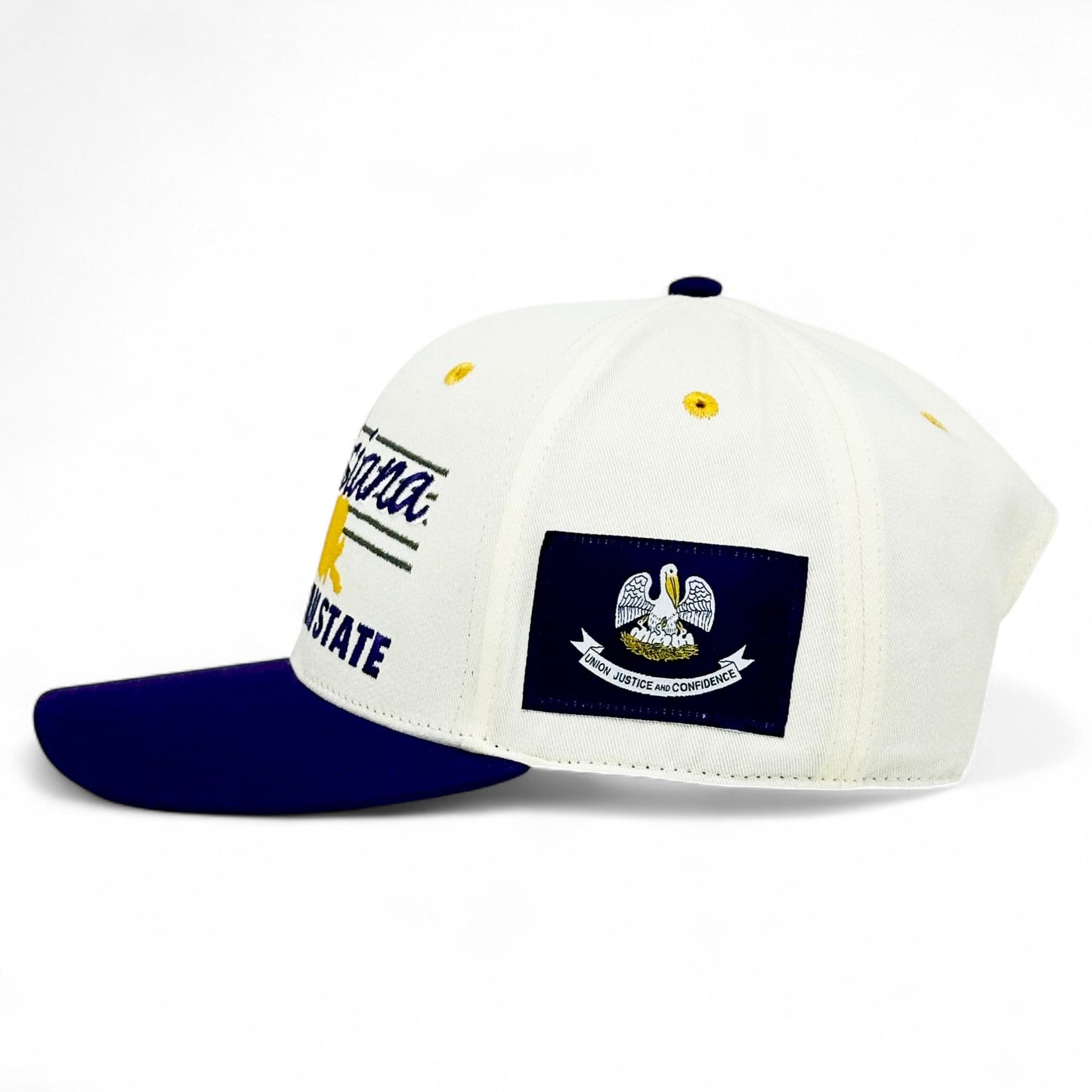 Louisiana Snapback Hat - The Honey Badger (Cream/Purple)