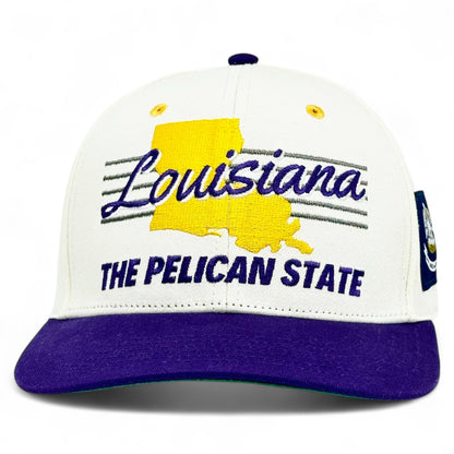 Louisiana Snapback Hat - The Honey Badger (Cream/Purple)