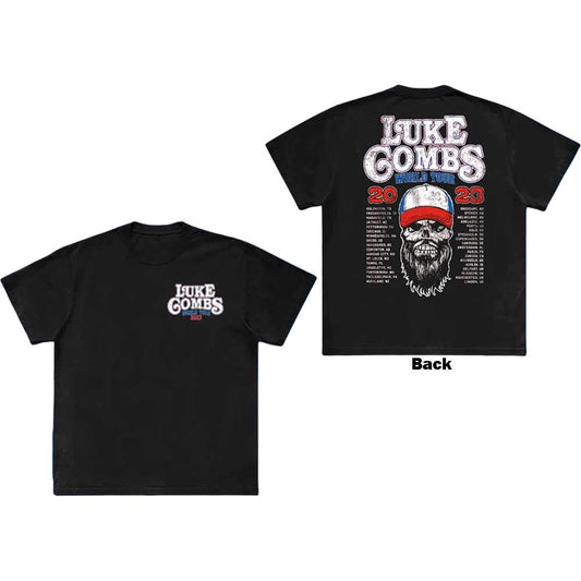 Luke Combs Tour '23 Skull T Shirt Black Officially Licensed