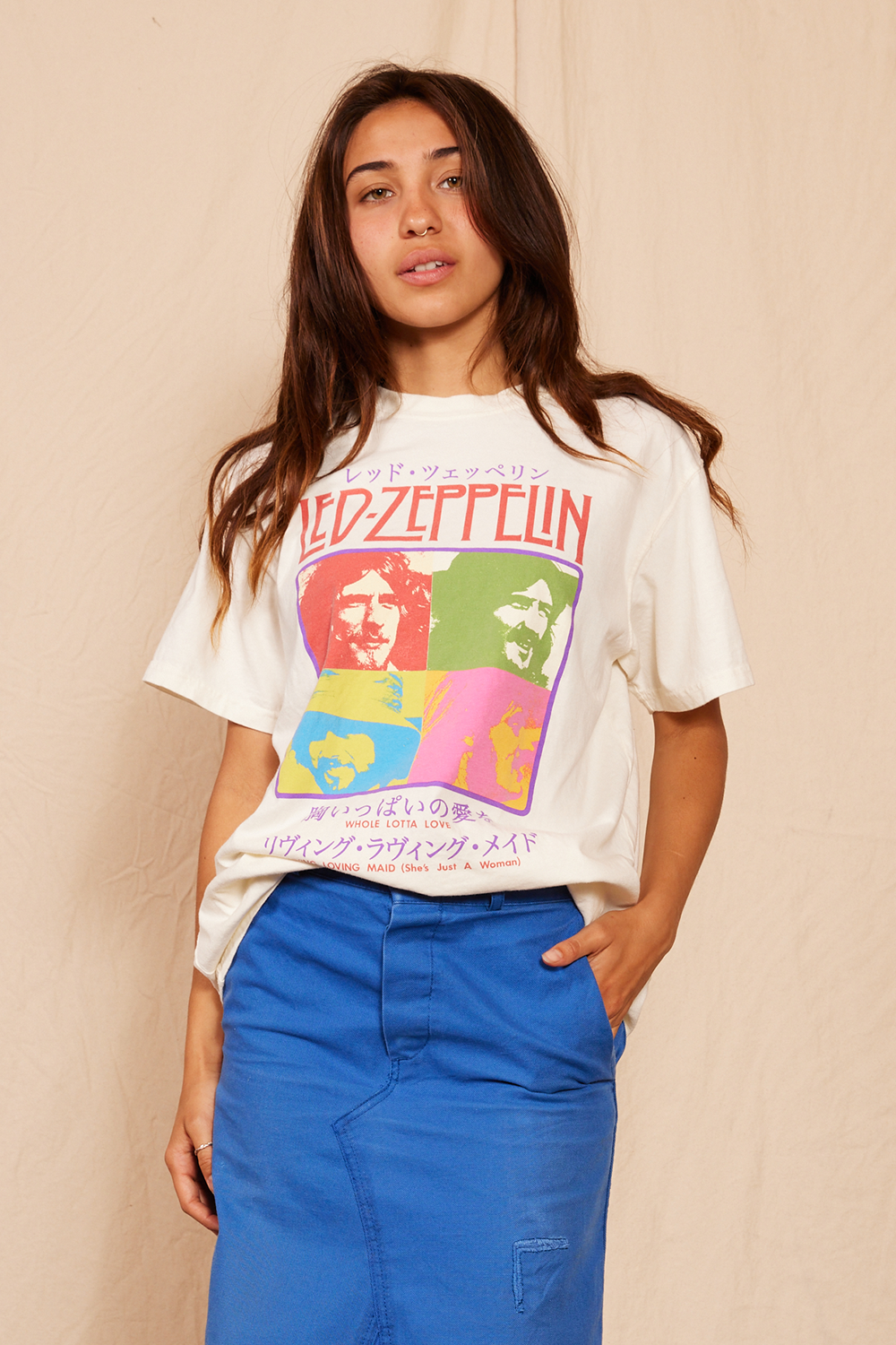 Led Zeppelin Whole Lotta Love Womens Tee Shirt Cream