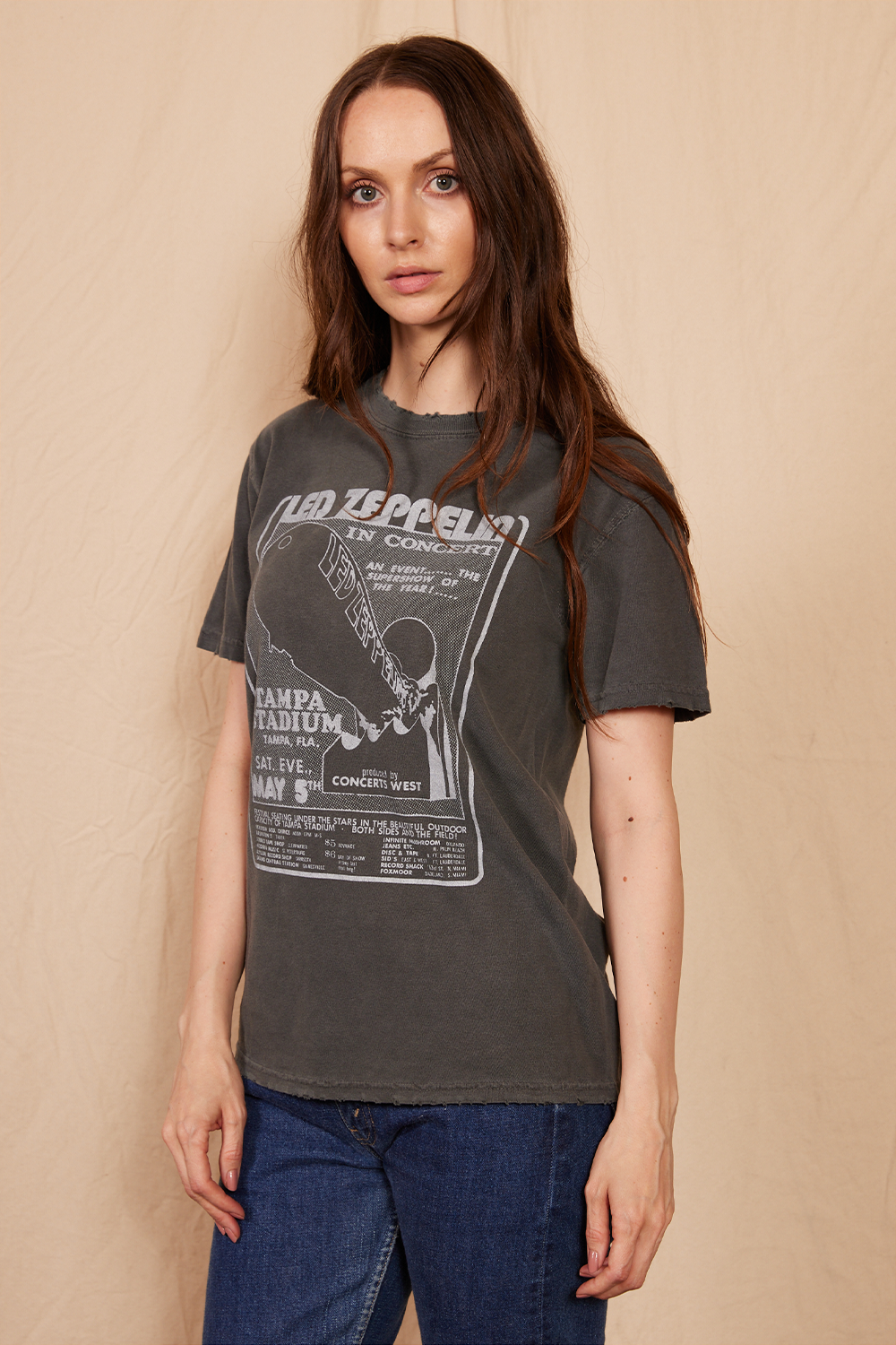 Led Zeppelin 1973 Sunkissed Womens Tee Shirt Black