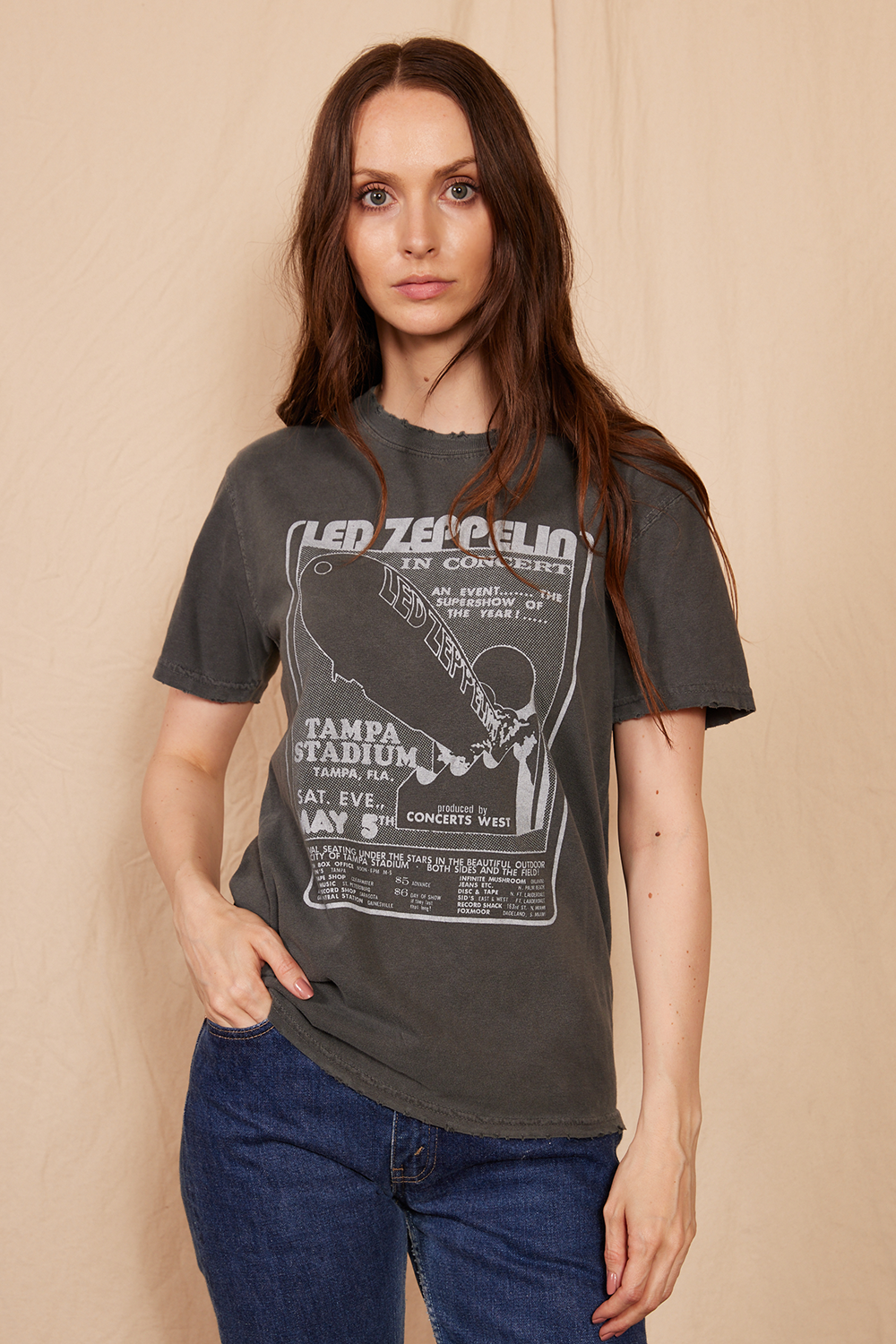 Led Zeppelin 1973 Sunkissed Womens Tee Shirt Black