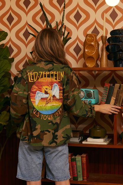 Led Zeppelin Authentic Vintage Womens Camo Army Jacket