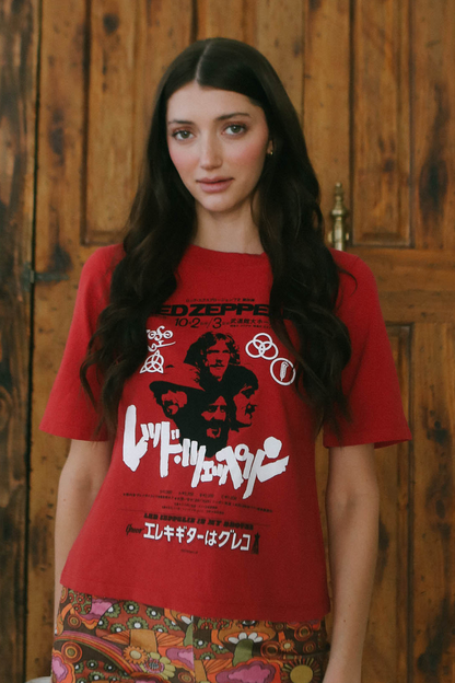 Led Zeppelin 1972 Japan Concert Womens Tee Shirt Red