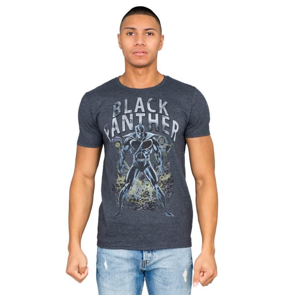 Marvel Comics Black Panther Comic Charcoal T-shirt