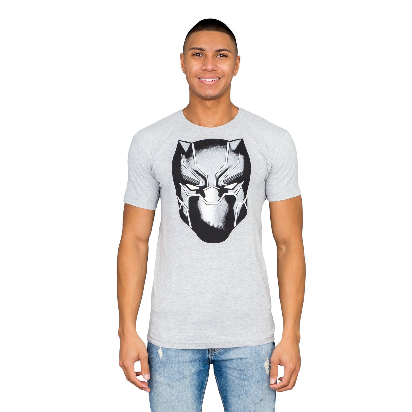 Marvel Comics Black Panther Headshot Heather Gray T-shirt