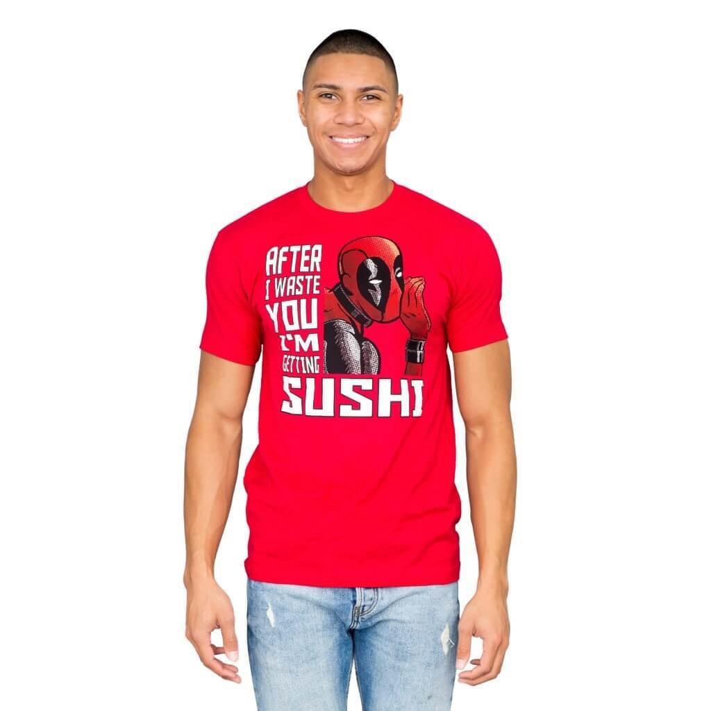 Marvel Comics Deadpool Sushi Red T-shirt