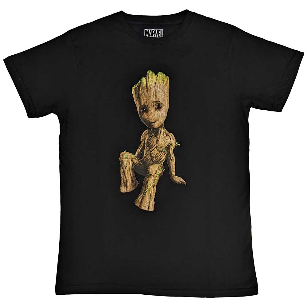 Guardians of the Galaxy Groot Perch T Shirt Black Officially Licensed