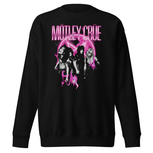 Motley Crue Neon Pink Mens Sweatshirt Black