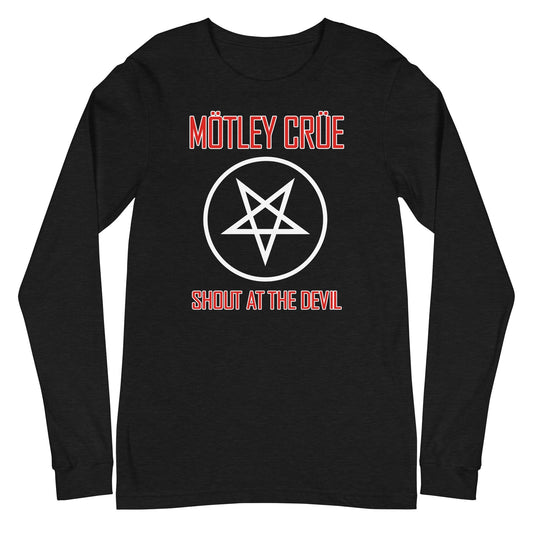 Motley Crue Pentagram Shout Mens Long Sleeve Shirt Black