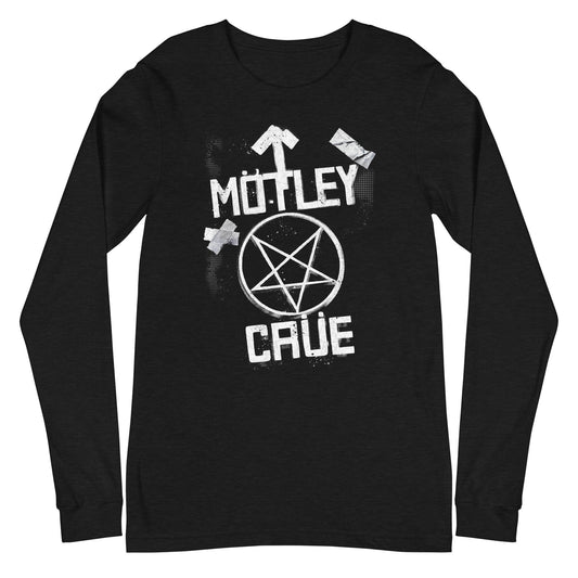 Motley Crue Black and White Logo Mens Long Sleeve Shirt Black