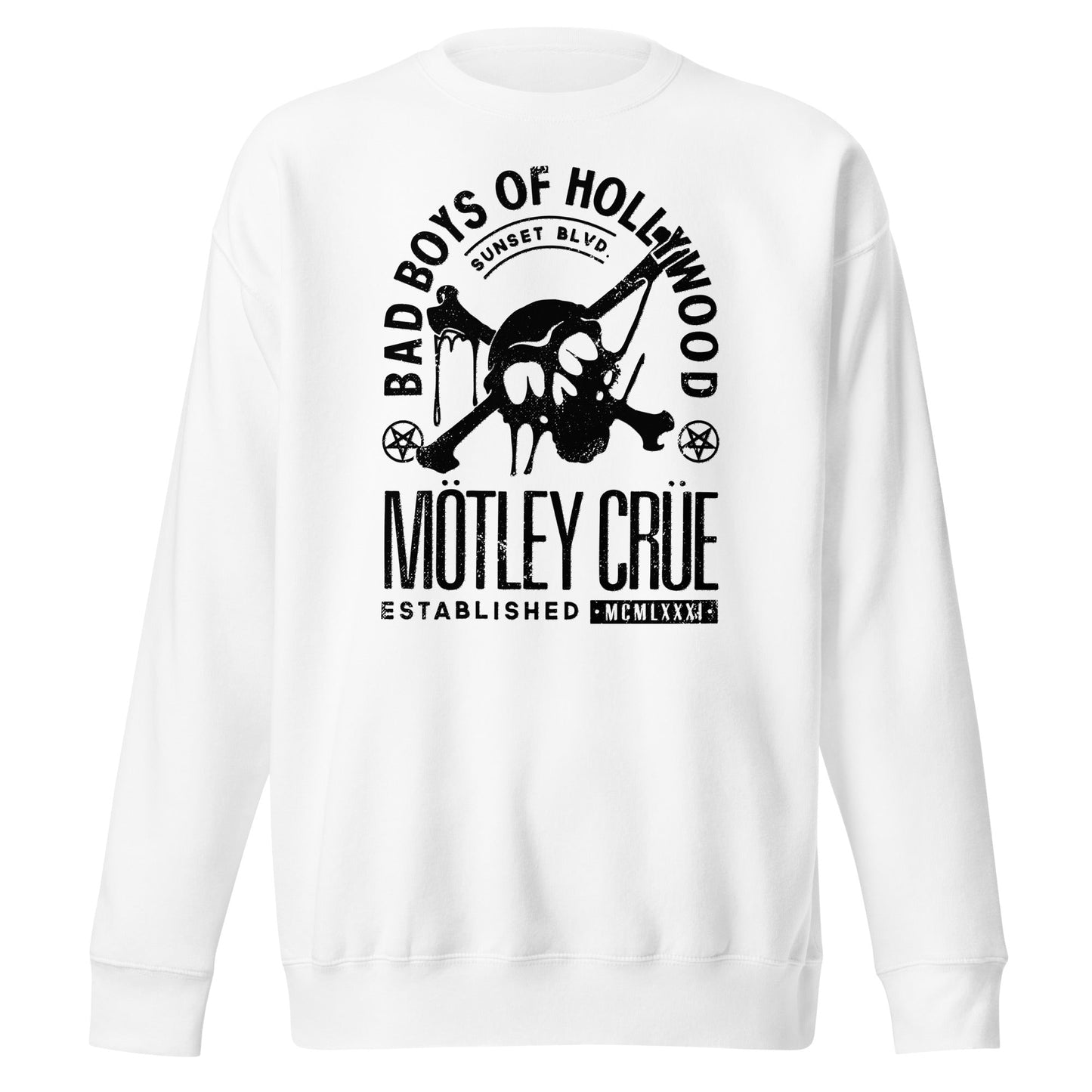 Motley Crue Bad Boys of Hollywood Mens Sweatshirt White