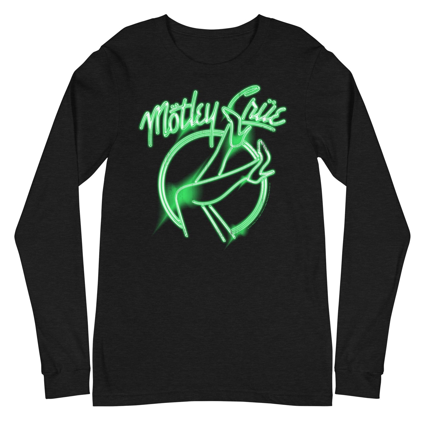 Motley Crue Neon Green Girls Mens Long Sleeve Shirt Black