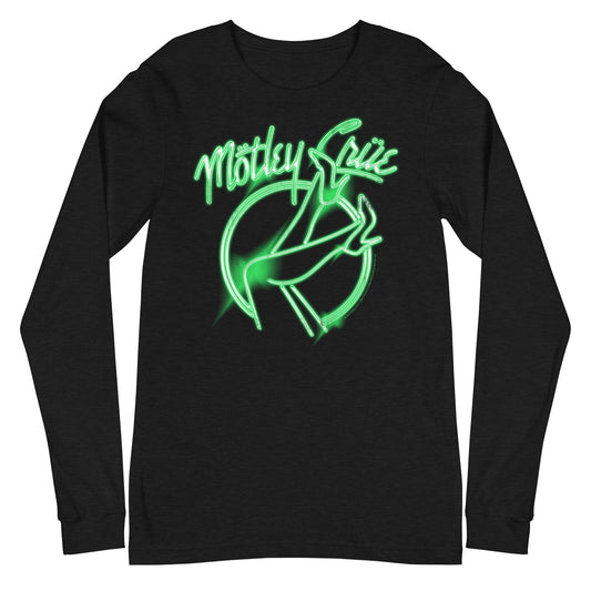 Motley Crue Neon Green Girls Mens Long Sleeve Shirt Black