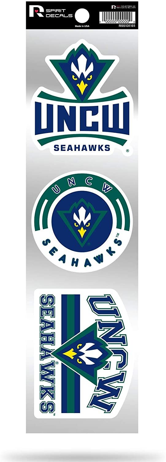 North Carolina Wilmington Seahawks UNCW Triple Retro Throwback Spirit Decals Flat Vinyl Auto Home Sticker Sheet University of
