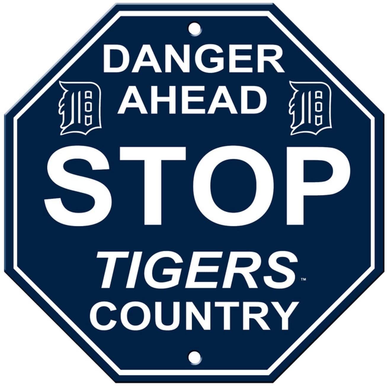 Detroit Tigers 12" Plastic Wall Stop Sign Country Danger Ahead Baseball