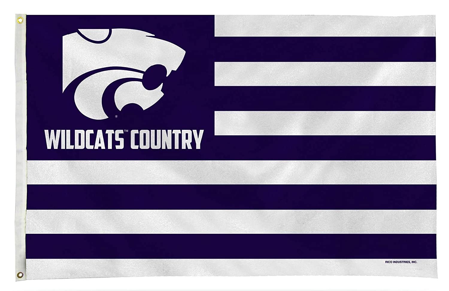 Kansas State University Wildcats Premium 3x5 Feet Flag Banner, Stripes Design, Metal Grommets, Outdoor Use, Single Sided