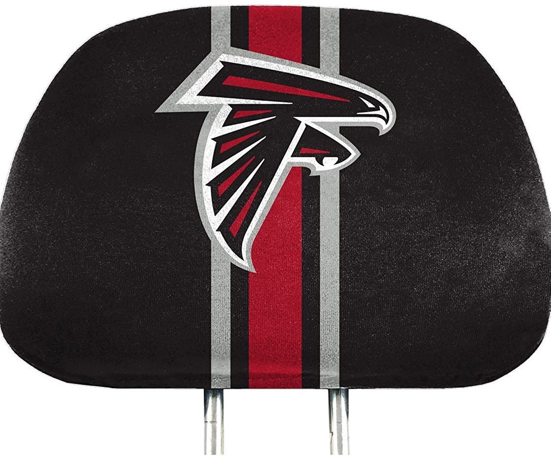 Atlanta Falcons Premium Pair of Auto Head Rest Covers, Full Color Printed, Elastic, 10x14 Inch