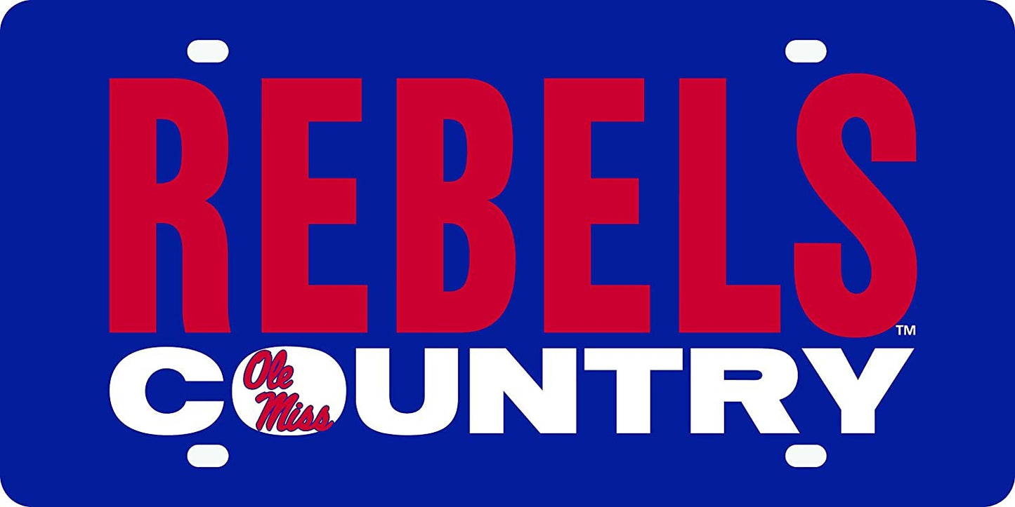 University of Mississippi Rebels Ole Miss Premium Laser Cut Tag License Plate, Mirrored Acrylic Inlaid, Country, 12x6 Inch