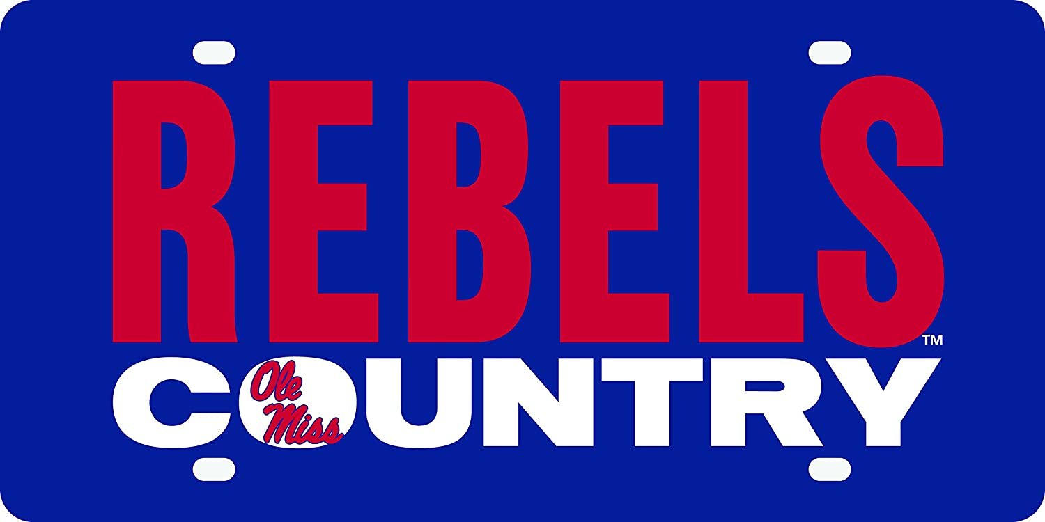 University of Mississippi Rebels Ole Miss Premium Laser Cut Tag License Plate, Mirrored Acrylic Inlaid, Country, 12x6 Inch