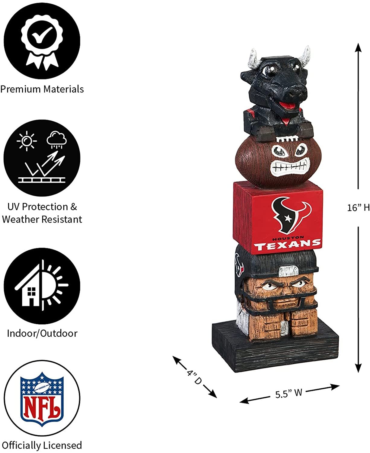 Houston Texans 16 Inch Tiki Totem Garden Statue Resin Outdoor Decoration