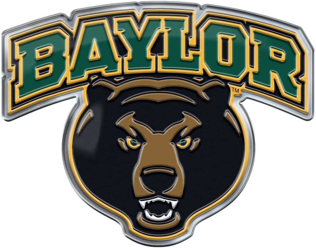 Baylor University Bears Premium Aluminum Metal Raised Auto Emblem, Alternate Logo, Color Embossed, Full Adhesive Backing
