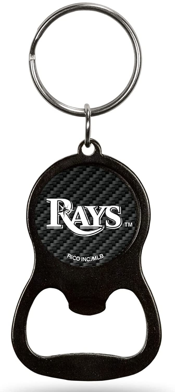 Tampa Bay Rays Metal Keychain Bottle Opener, Carbon Fiber Design