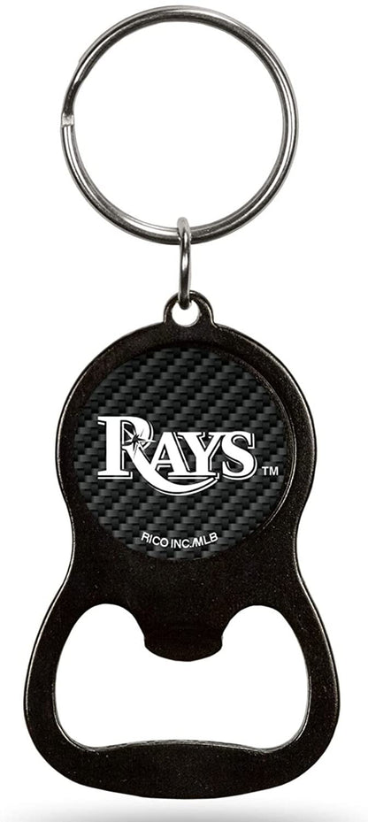 Tampa Bay Rays Metal Keychain Bottle Opener, Carbon Fiber Design