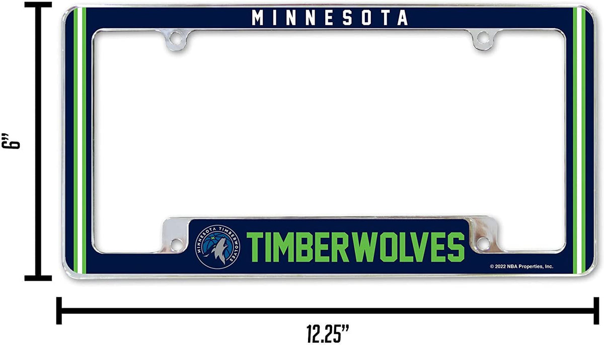 Minnesota Timberwolves Metal License Plate Frame Chrome Tag Cover Alternate Design 6x12 Inch
