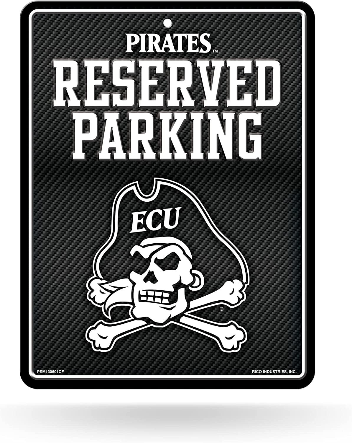 East Carolina University Pirates ECU Metal Parking Novelty Wall Sign 8.5 x 11 Inch Carbon Fiber Design