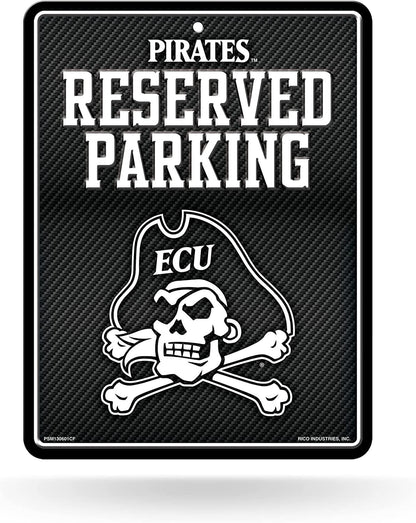East Carolina University Pirates ECU Metal Parking Novelty Wall Sign 8.5 x 11 Inch Carbon Fiber Design