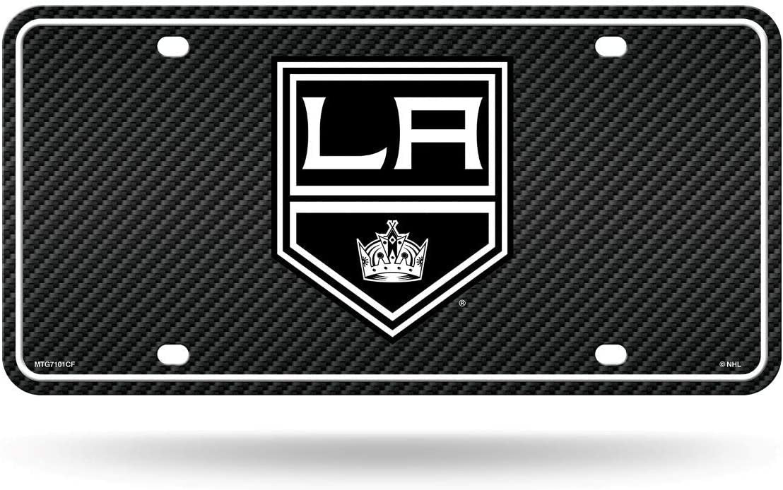 Los Angeles Kings Metal Auto Tag License Plate, Carbon Fiber Design, 6x12 Inch