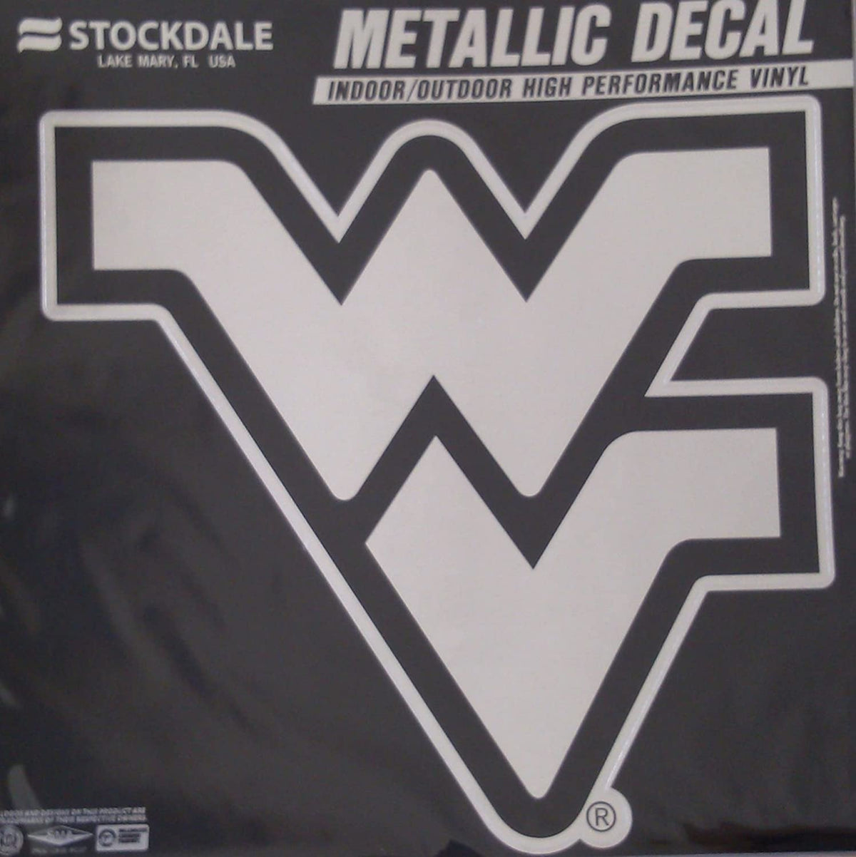 West Virginia University Mountaineers 12 Inch Decal Sticker, Metallic Chrome Shimmer Design