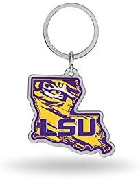 Louisiana State University Tigers LSU Metal Keychain State Shape Design