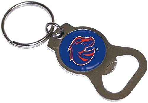 Bosie State University Broncos Premium Solid Metal Bottle Opener Keychain, Silver Key Ring, Team Logo