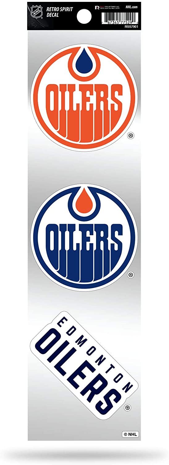 Edmonton Oilers 3pc Retro Spirit Decals Premium Throwback Stickers