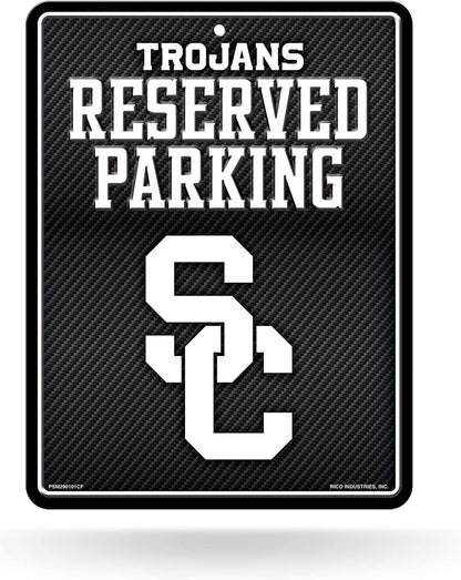 University of Southern California Trojans USC Metal Parking Novelty Wall Sign 8.5 x 11 Inch Carbon Fiber Design