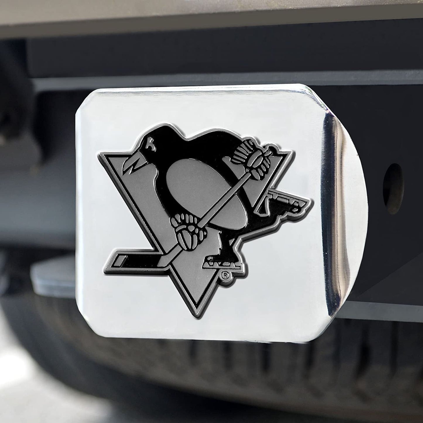 Pittsburgh Penguins Hitch Cover Solid Metal with Chrome Metal Emblem 2" Square Type III
