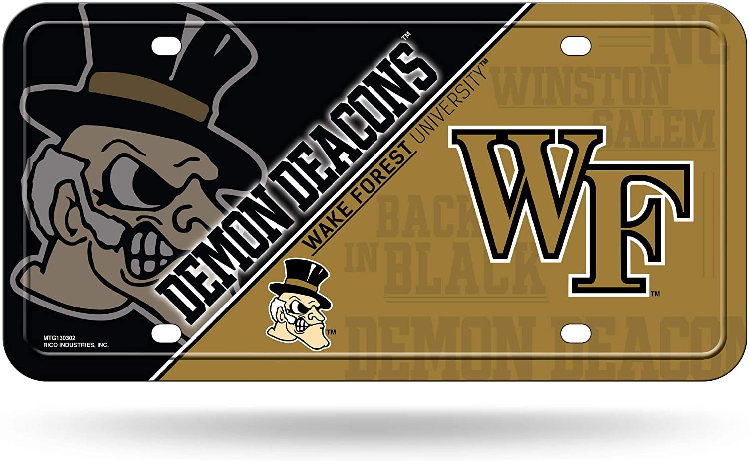 Wake Forest University Demon Deacons Metal Auto Tag License Plate, Split Design, 6x12 Inch