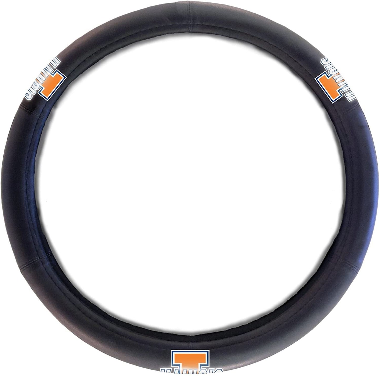 Illinois Illini Steering Wheel Cover Premium Rubber Grip Black 15 Inch University of