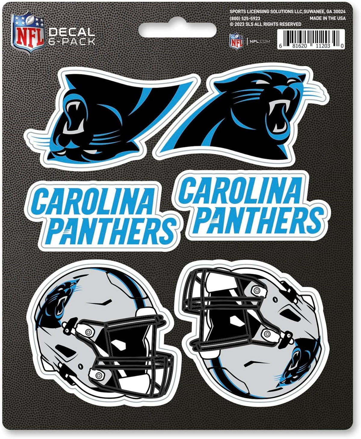 Carolina Panthers 6-Piece Decal Sticker Set, 5x6 Inch Sheet, Gift for football fans for any hard surfaces around home, automotive, personal items